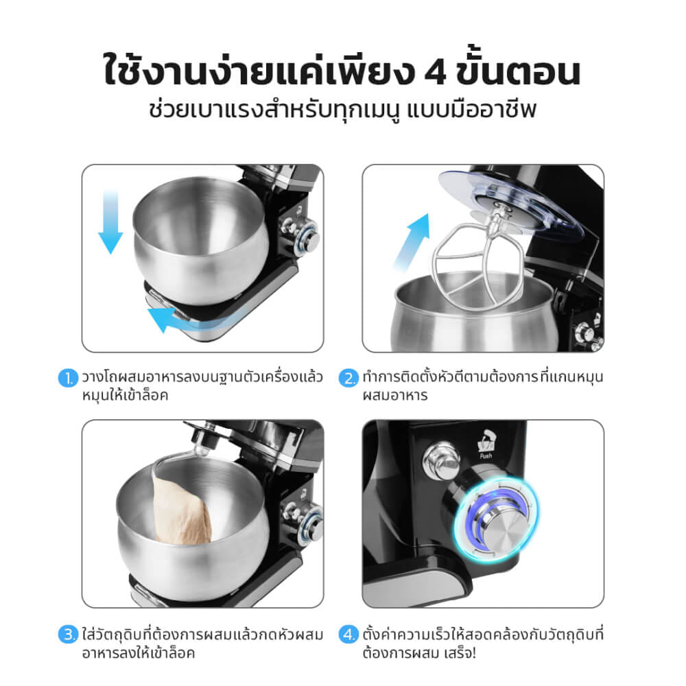  เครื่องผสมอาหาร GMAX FM-205A 1000 วัตต์ 5 ลิตร สีดำ